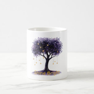 Purple Tree Gold Stars Shine Bright Coffee Mug