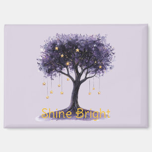 Purple Tree Gold Stars Shine Bright Magnet
