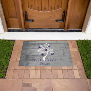 Purple Tree of Hearts Personalised Doormat