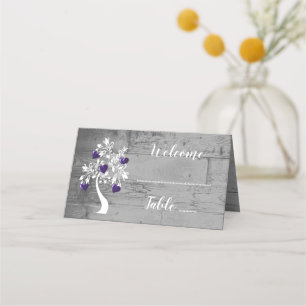 Purple Tree of Hearts Reception Place Card