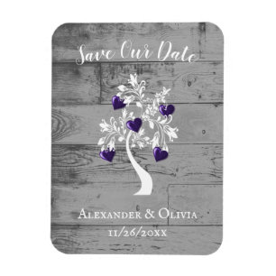 Purple Tree of Hearts Save The Date Magnet