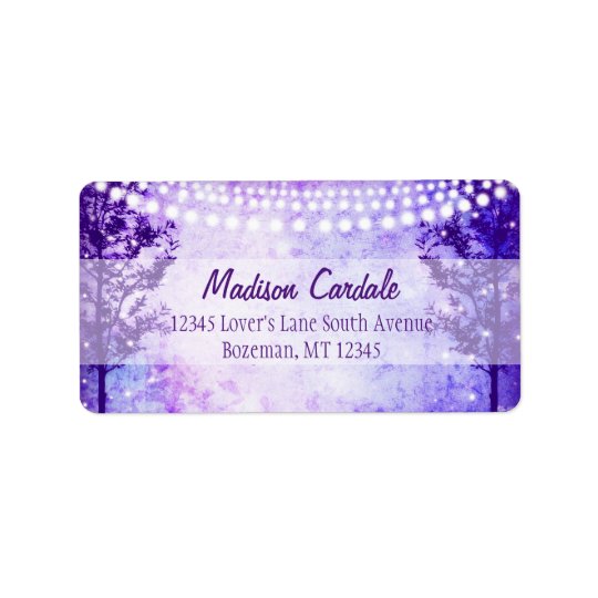 Purple Tree String Lights Wedding Address Labels