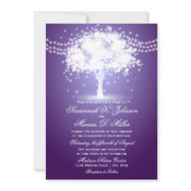 Purple Tree String Lights Wedding Invitations