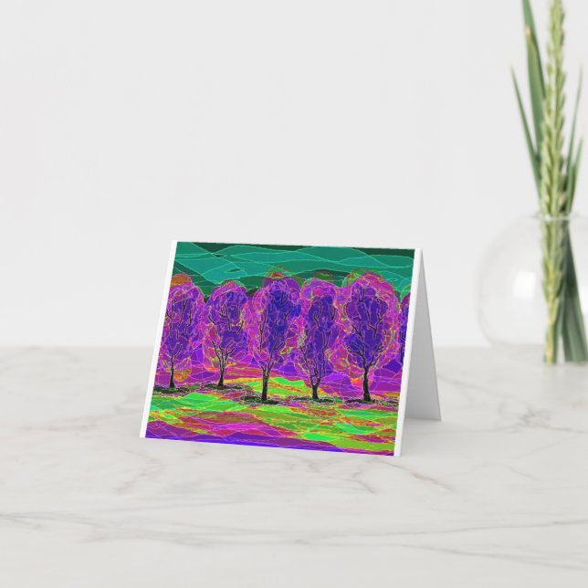 Purple Trees computer drawing card    (Front)