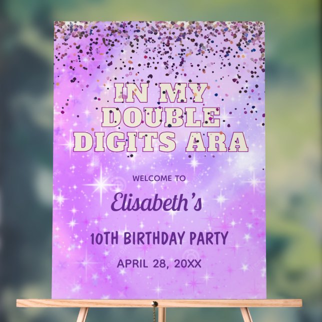 Purple Trendy In My Double Digits Era Birthday Acrylic Sign (Neutral)
