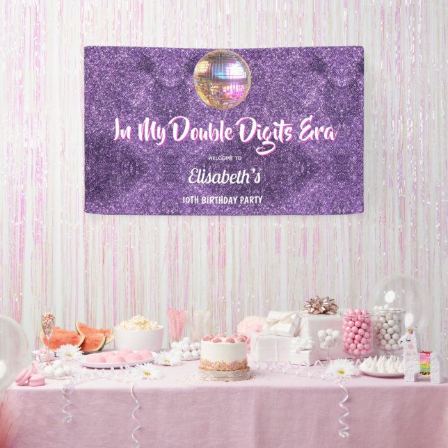 Purple Trendy In My Double Digits Era Birthday Banner (Party)