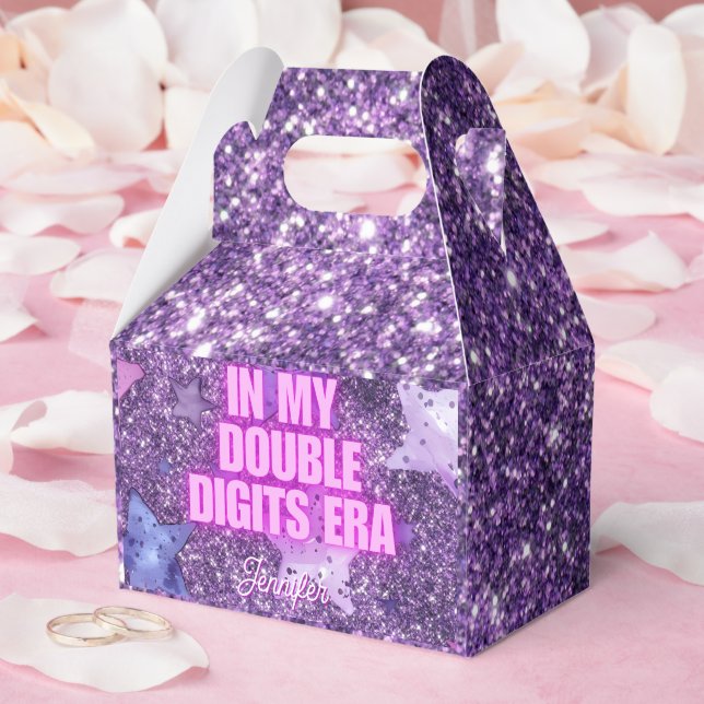 Purple Trendy In My Double Digits Era Birthday Favour Box (Wedding)
