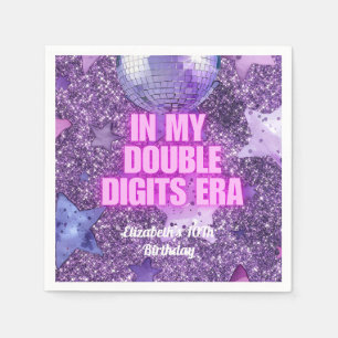 Purple Trendy In My Double Digits Era Birthday Napkin
