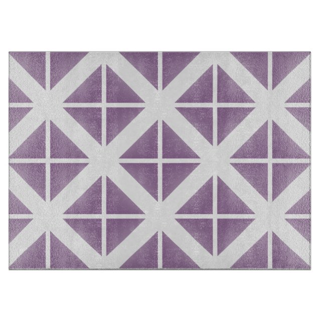 Purple Trendy Triangle Pattern Cutting Board (Front)