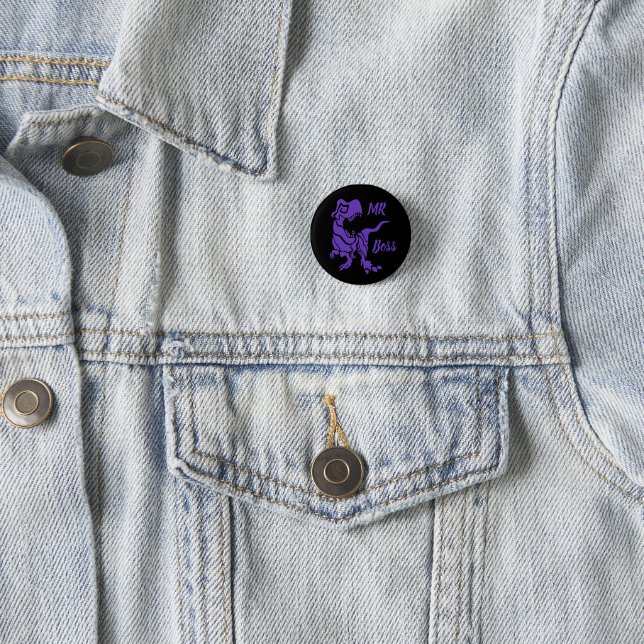 Purple Trex the Boss Dino 3 Cm Round Badge (In Situ)