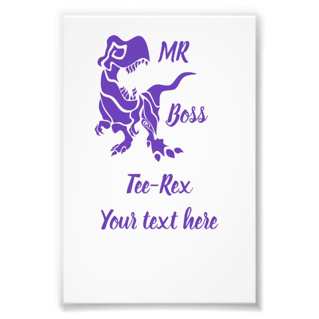 Purple Trex the Boss Dino Photo Print (Front)