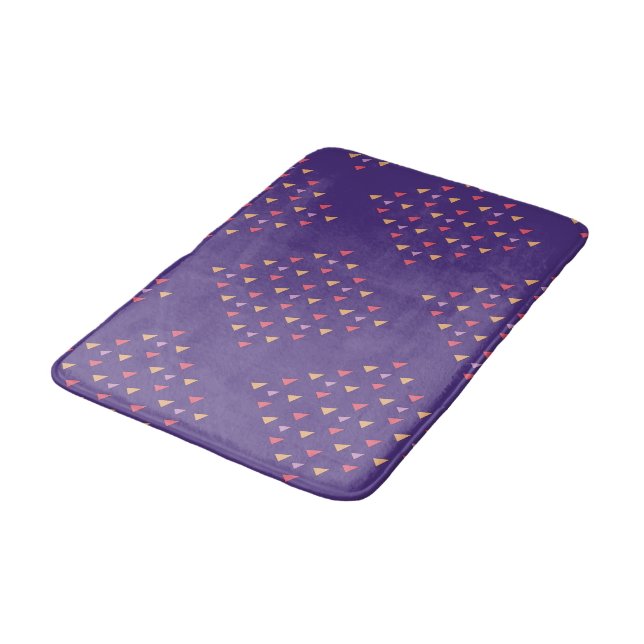Purple Triangle Geometric Pattern Bath Mat (Angled)