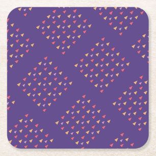 Purple Triangle Geometric Pattern Square Paper Coaster