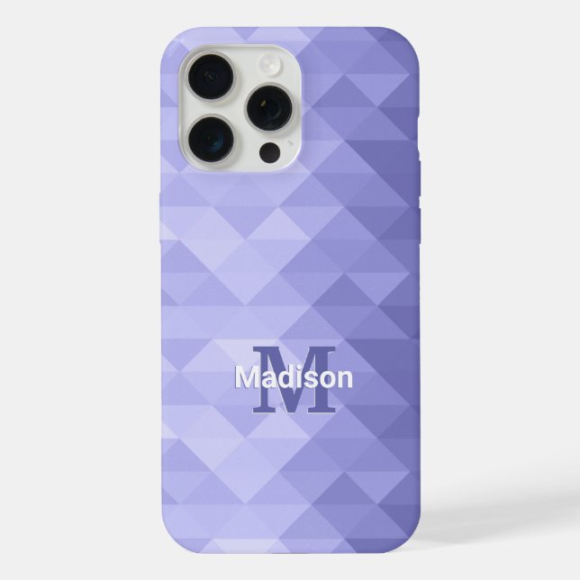 Purple triangle geometry square Monogram iPhone Case (Back)