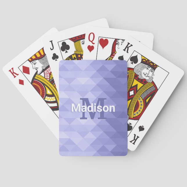 Purple triangle geometry square Monogram Playing Cards (Back)