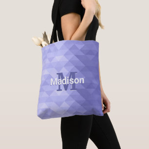 Purple triangle geometry square Monogram Tote Bag