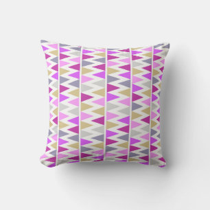Purple triangles bunting flag patterned pillow