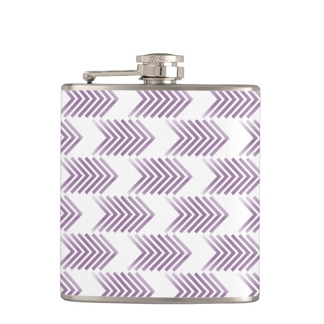 Purple Tribal Arrow Pattern Hip Flask (Front)