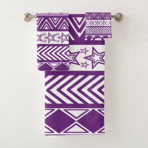 Purple Tribal Design Bath Towel Set
