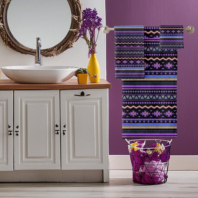 Purple tribal design bath towel set (Creator Uploaded)