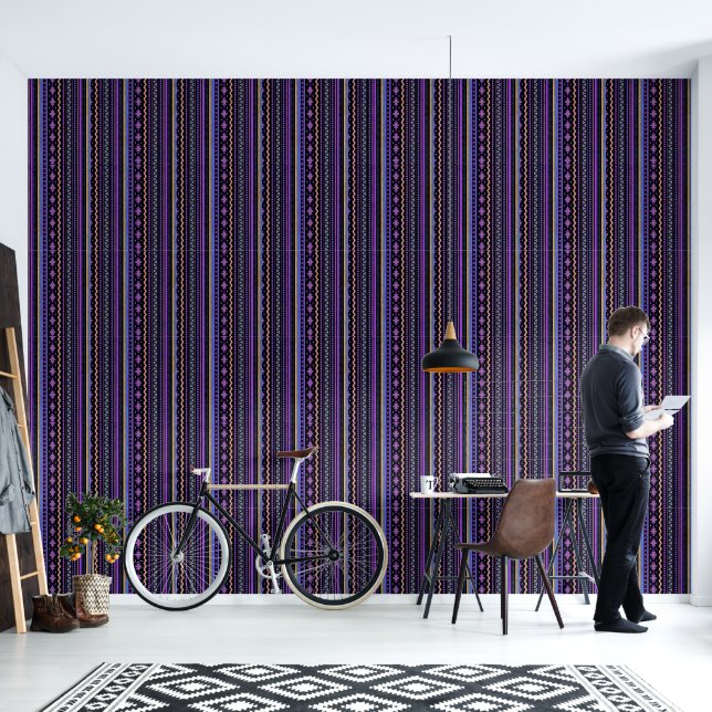 Purple tribal design wallpaper (Living Room)
