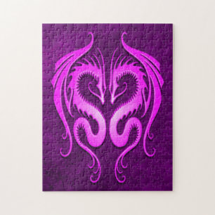 Purple Tribal Dragons Jigsaw Puzzle