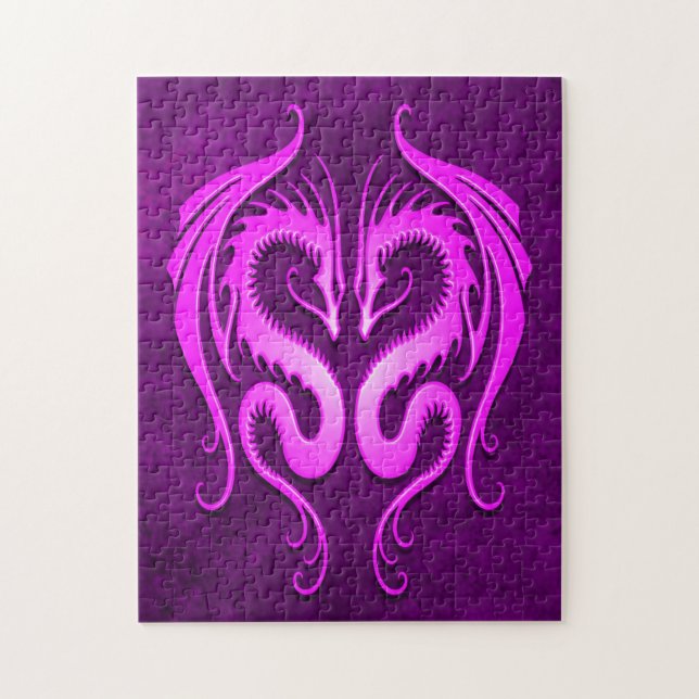 Purple Tribal Dragons Jigsaw Puzzle (Vertical)