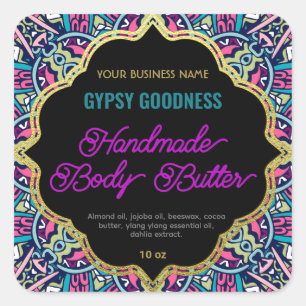 Purple Tribal Ethnic Ornamental Frame Label