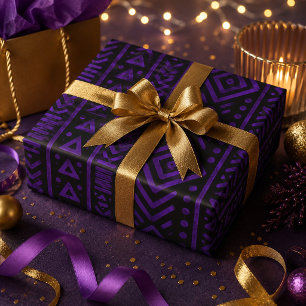 Purple Tribal Geometric Bold Afrocentric Wrapping Paper
