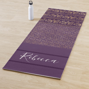 Purple Tribal Monogram Name Yoga Mats
