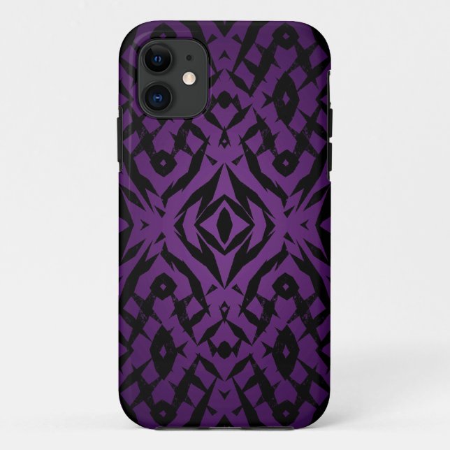 Purple tribal shapes pattern Case-Mate iPhone case (Back)
