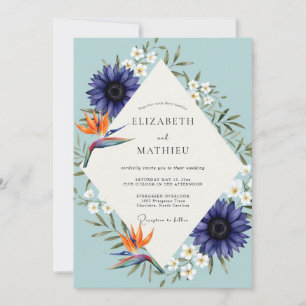 Purple Tropical Exotic Eucalyptus Wedding Invitation
