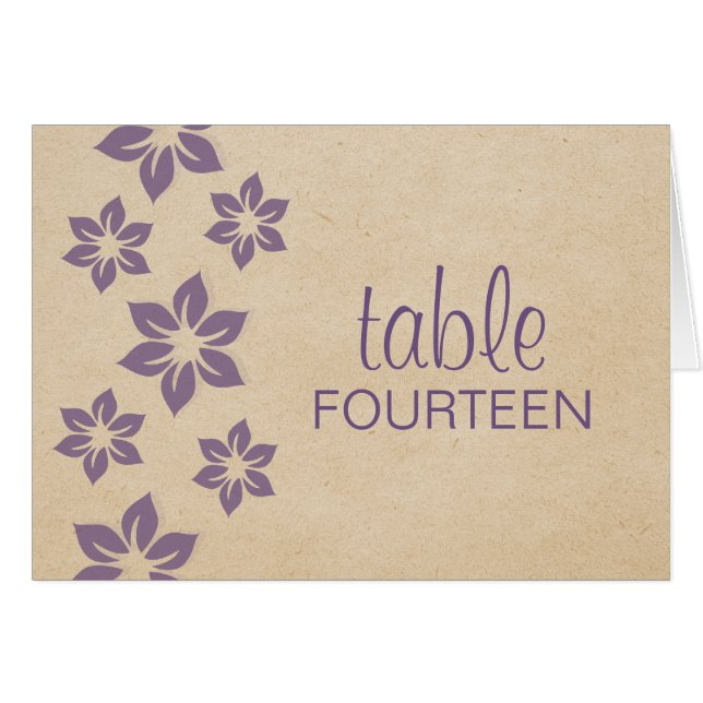 Purple Tropical Floral Table Number Card (Front Horizontal)