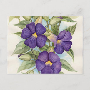 Purple Tropical Flower Painting - Multi Postcard