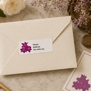 Purple tropical flowers label return address label