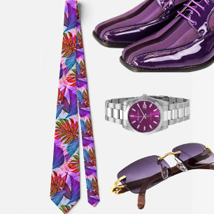 Purple Tropical Hawaiian pattern Tie