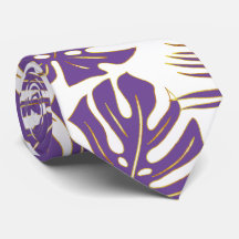 Purple tropical monstera and palm leaves