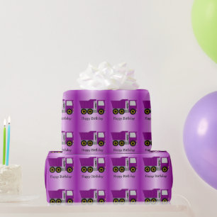 Purple Truck Design Personalised Birthday Wrapping Paper