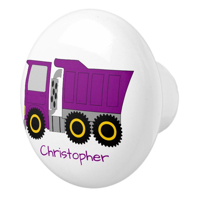 Purple Truck Design Personalised Ceramic Knob (Right)