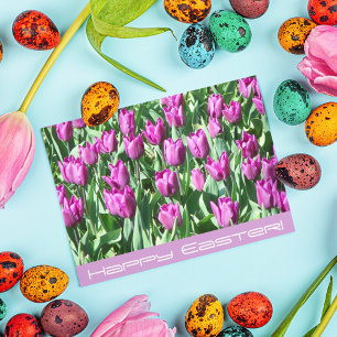 Purple Tulip Blooms Floral Easter Holiday Card