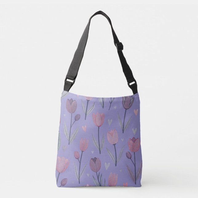 Purple Tulip Crossbody Bag (Front)