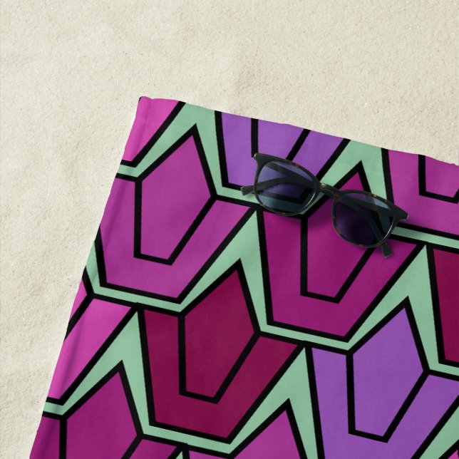 Purple Tulip Field  Beach Towel (In Situ)