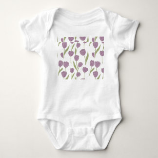 Purple Tulip Floral Pattern  Baby Bodysuit