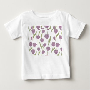 Purple Tulip Floral Pattern  Baby T-Shirt