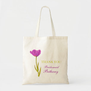 Purple tulip flower art wedding bridesmaid bag