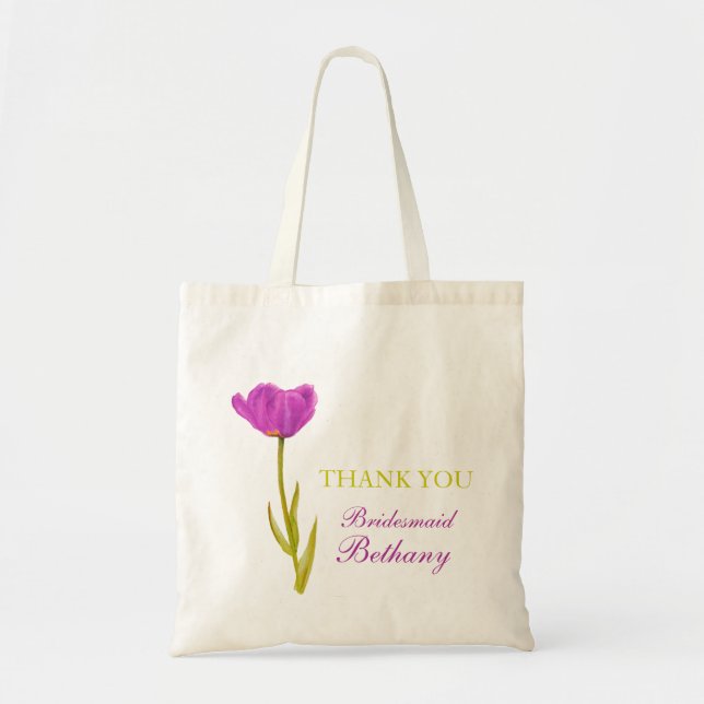 Purple tulip flower art wedding bridesmaid bag (Front)