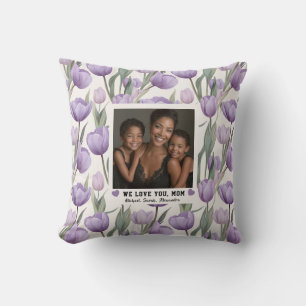 Purple Tulip Flower Dog Mum Birthday Unique Cushion