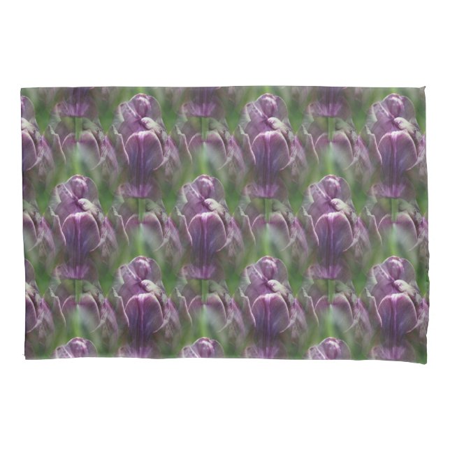 Purple Tulip Flower Nature Pattern   Pillowcase (Front)