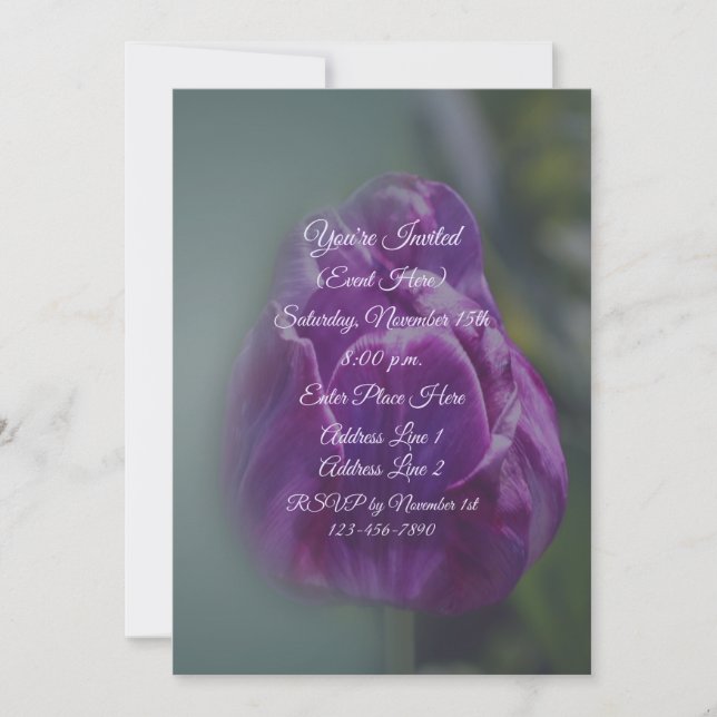 Purple Tulip Flower Party Invitation (Front)