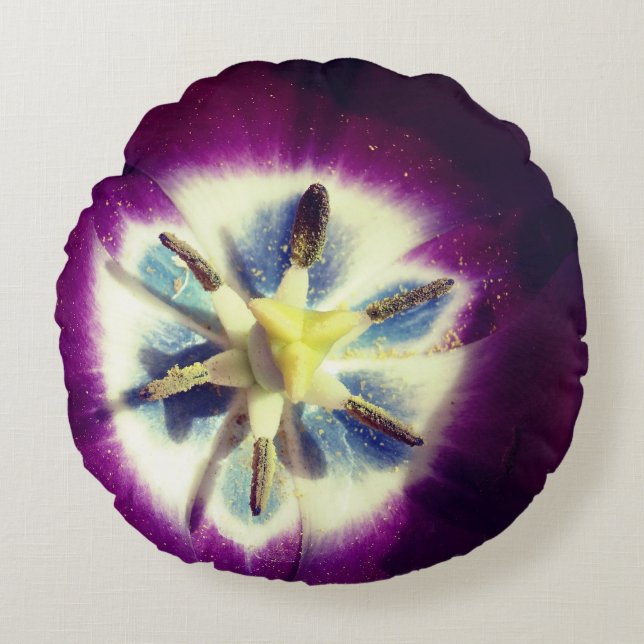 Purple Tulip Flower Photo Round cushion (Front)